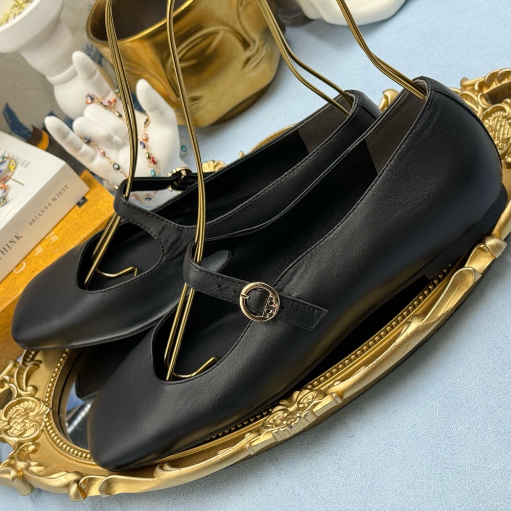 🆕 TORY BURCH 🧿 NWOB Selby Black Leather Square Toe Mary Jane Ballet Flats Sz 7 - Picture 8 of 14